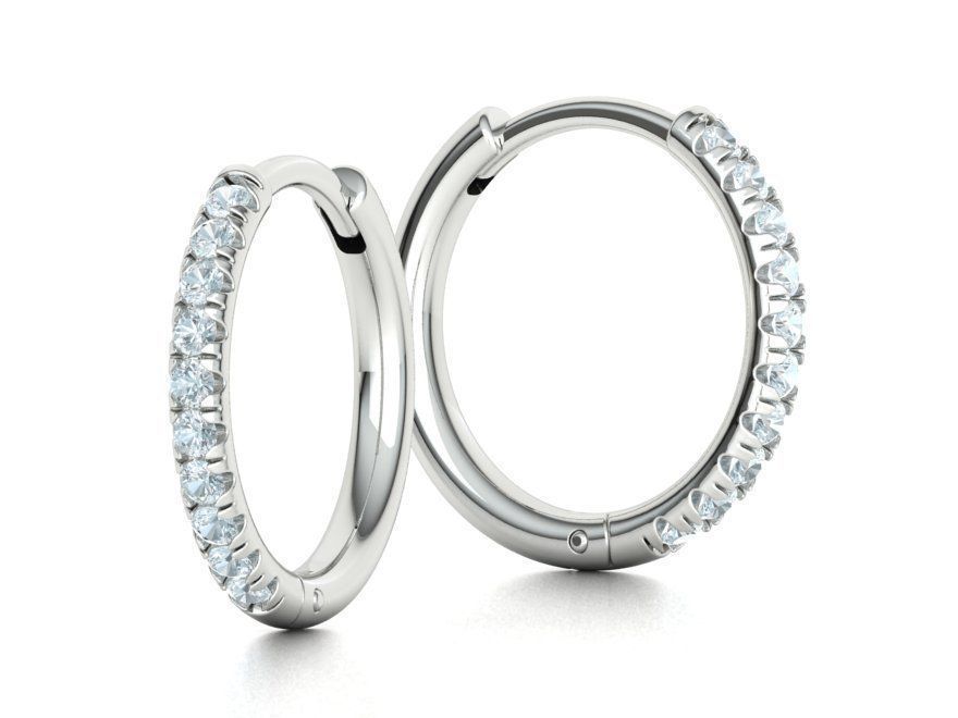 Small Hoop Earrings  French Pave setting 12mm inner size 3dmodel 3D print model_3