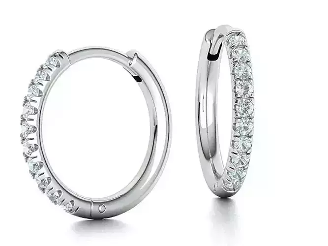 Small Hoop Earrings  French Pave setting 12mm inner size 3dmodel 3D print model