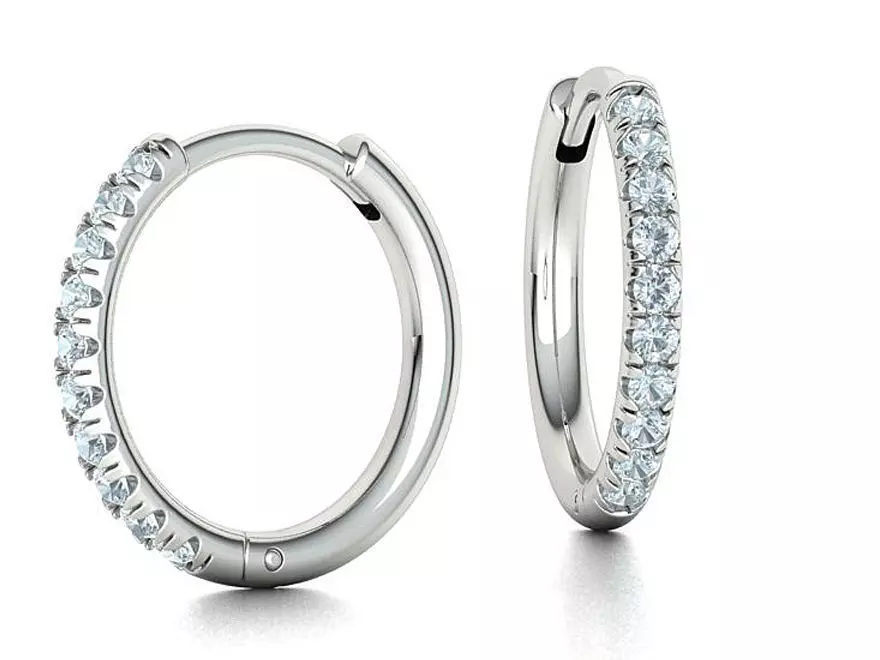 Small Hoop Earrings  French Pave setting 12mm inner size 3dmodel 3D print model_0