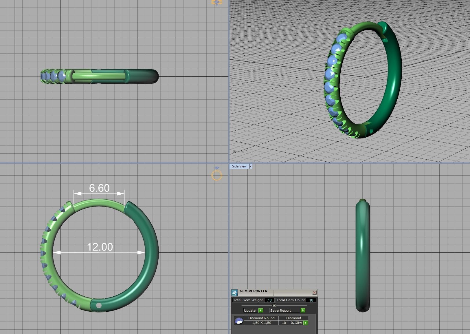 Small Hoop Earrings  French Pave setting 12mm inner size 3dmodel 3D print model_14