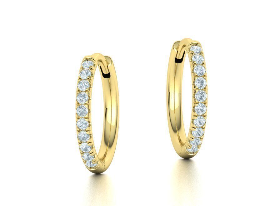 Small Hoop Earrings  French Pave setting 12mm inner size 3dmodel 3D print model_32