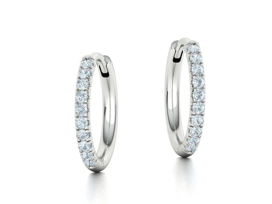 Small Hoop Earrings  French Pave setting 12mm inner size 3dmodel 3D print model_31