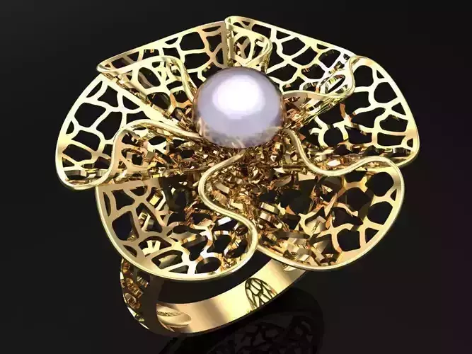  Mesh flower ring - Italian rings - Womens Rings - N6533