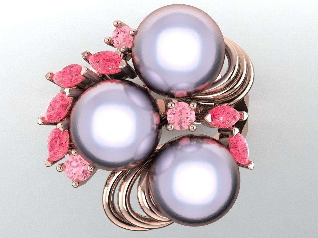 3 Pearl ring  513 3D print model_3