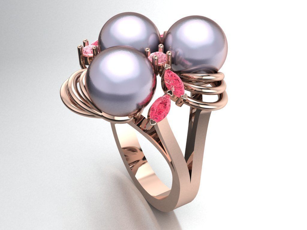 3 Pearl ring  513 3D print model_2