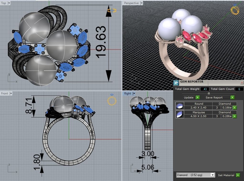 3 Pearl ring  513 3D print model_4