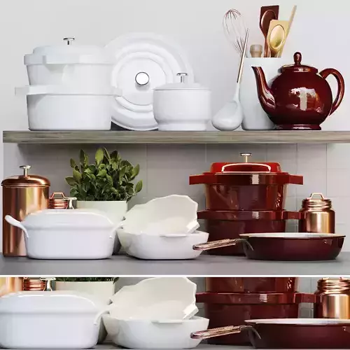 Cookware set 2 pots and pans on shelf