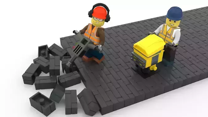 Lego two workers with tools