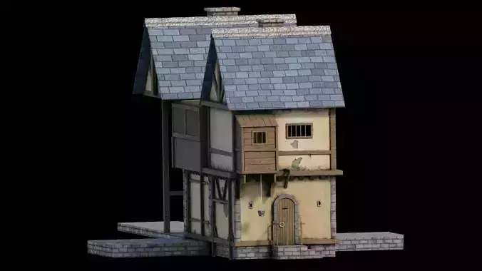 fantasy Stylized Medieval House b1 Low-poly 3D model