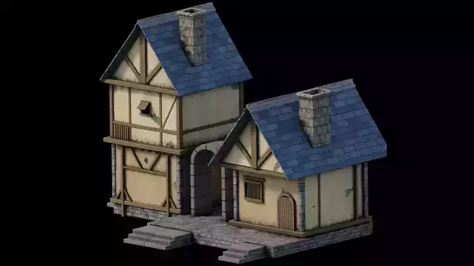 fantasy Stylized Medieval House b2 Low-poly 3D model