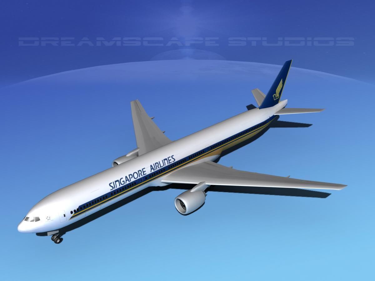 Boeing 777-300 Singapore Airlines 3D model_9