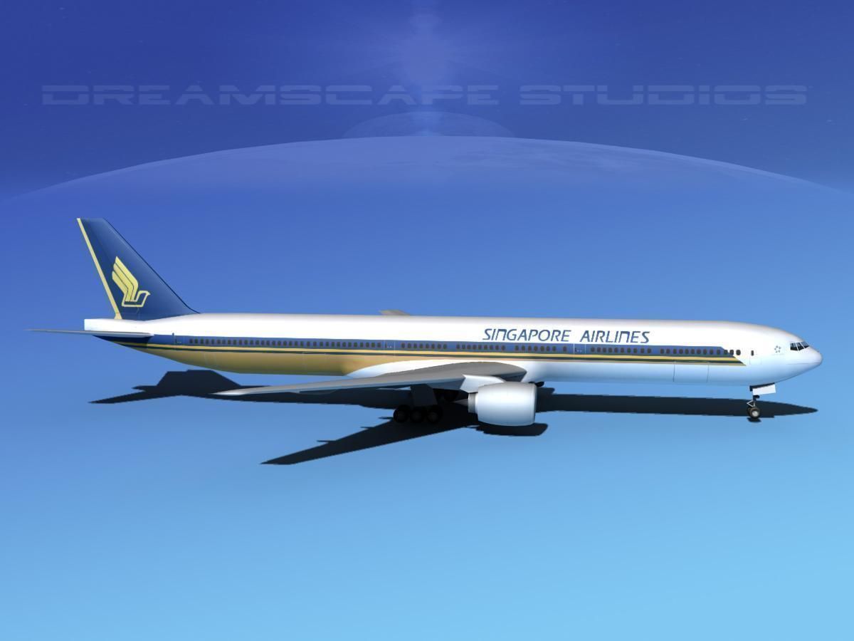 Boeing 777-300 Singapore Airlines 3D model_4