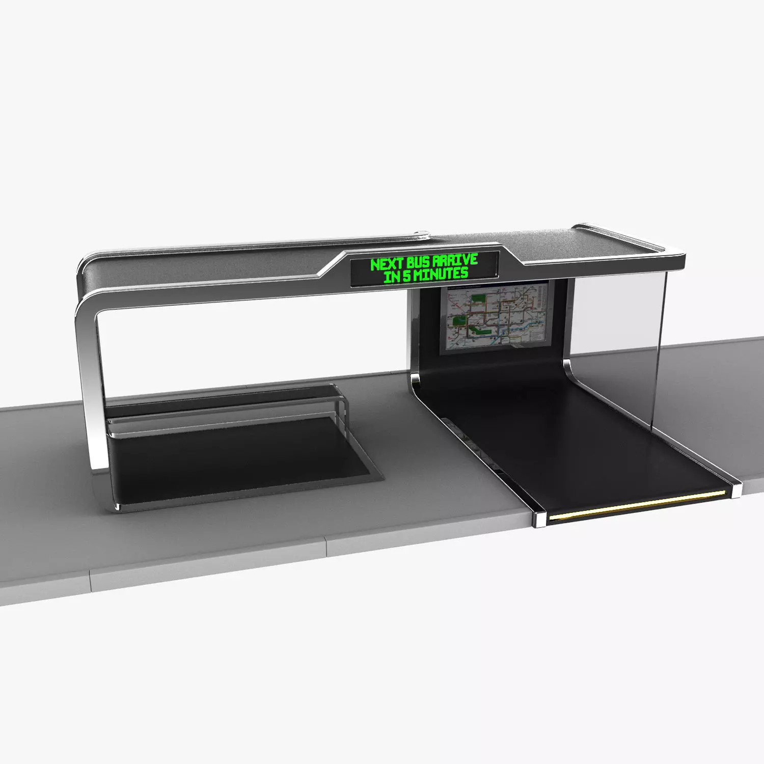 Bus Stop Low-poly 3D model_0