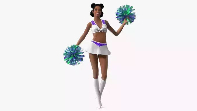 Teenage Light Skin Black Girl Cheerleader Standing Pose