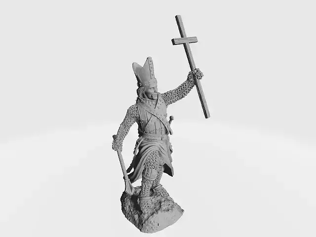 Medieval bishop with large cross 3D print model