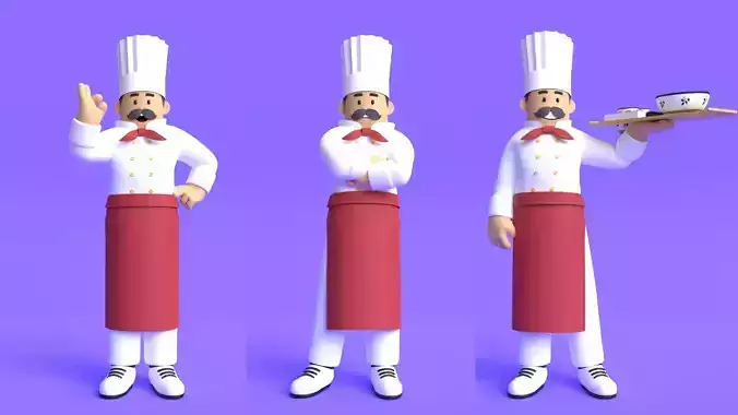 Minimal Chef 3D Cartoon Character 3D model