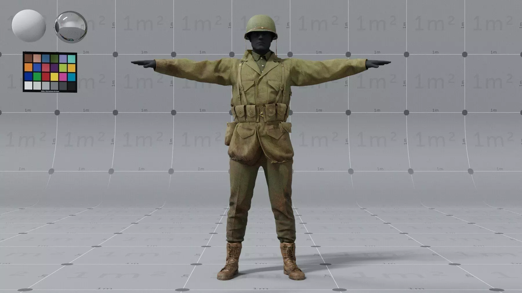 PBR 3D model - American ww2 soldier 3D model