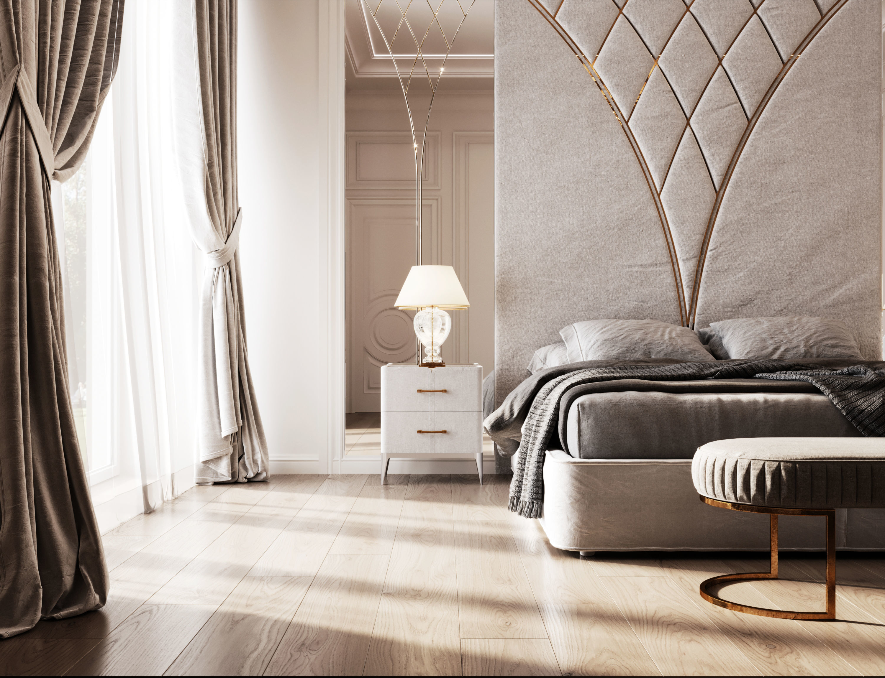 The neoclassical style bedroom 3D model 3D model_3