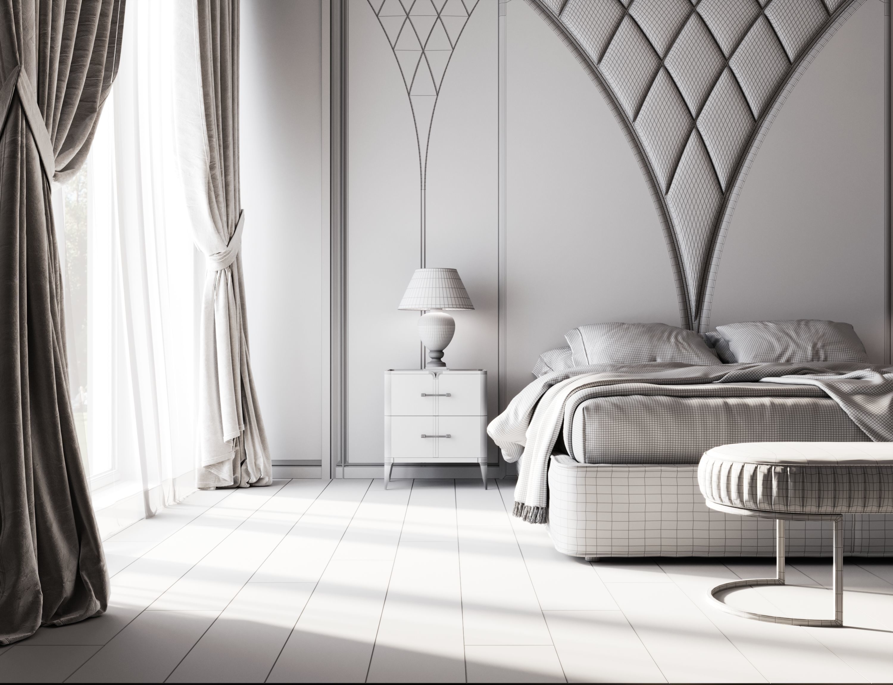 The neoclassical style bedroom 3D model 3D model_9