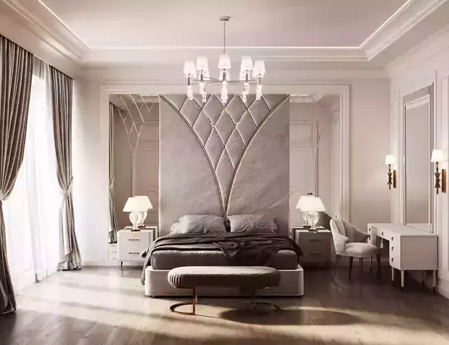 The neoclassical style bedroom 3D model