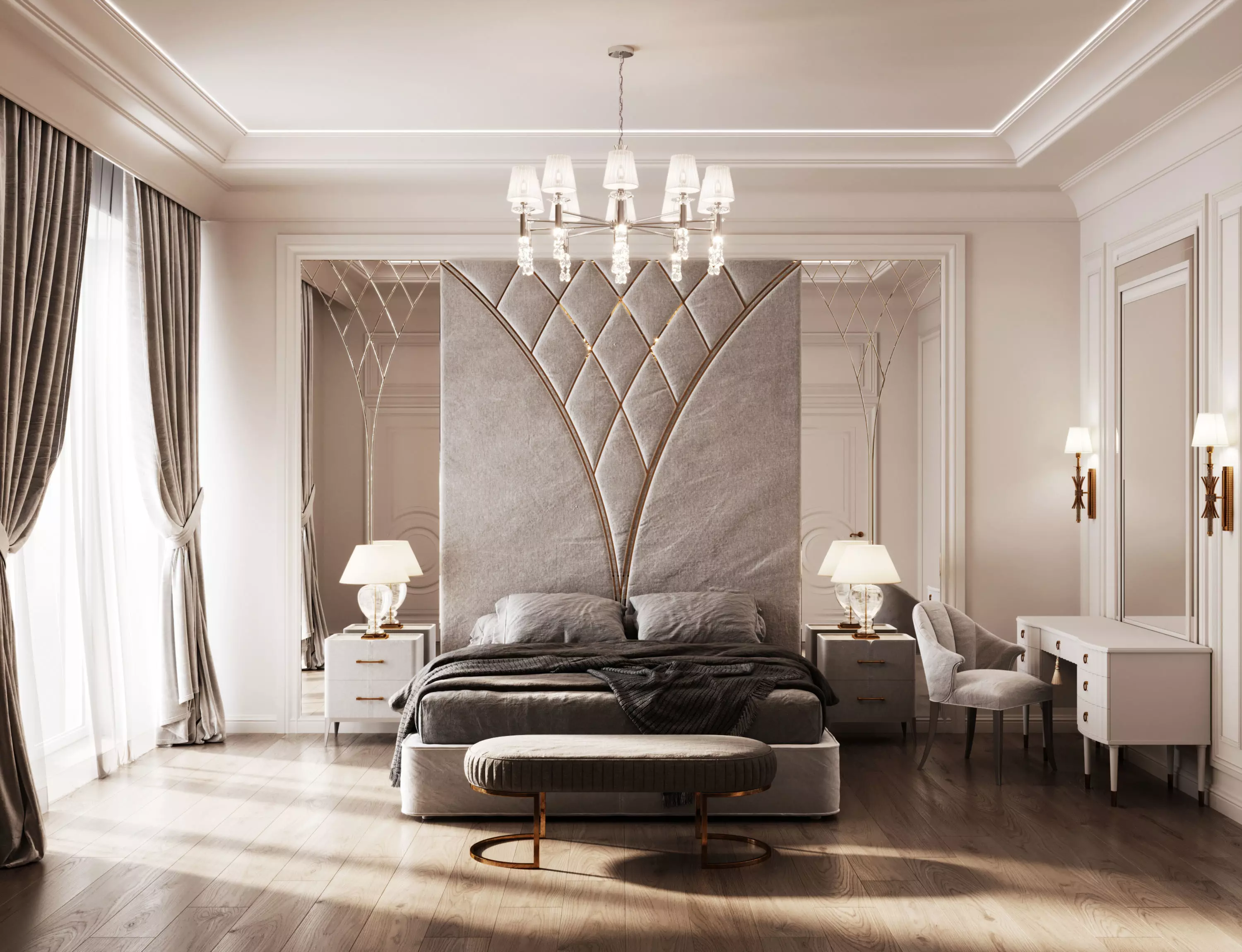 The neoclassical style bedroom 3D model 3D model_0