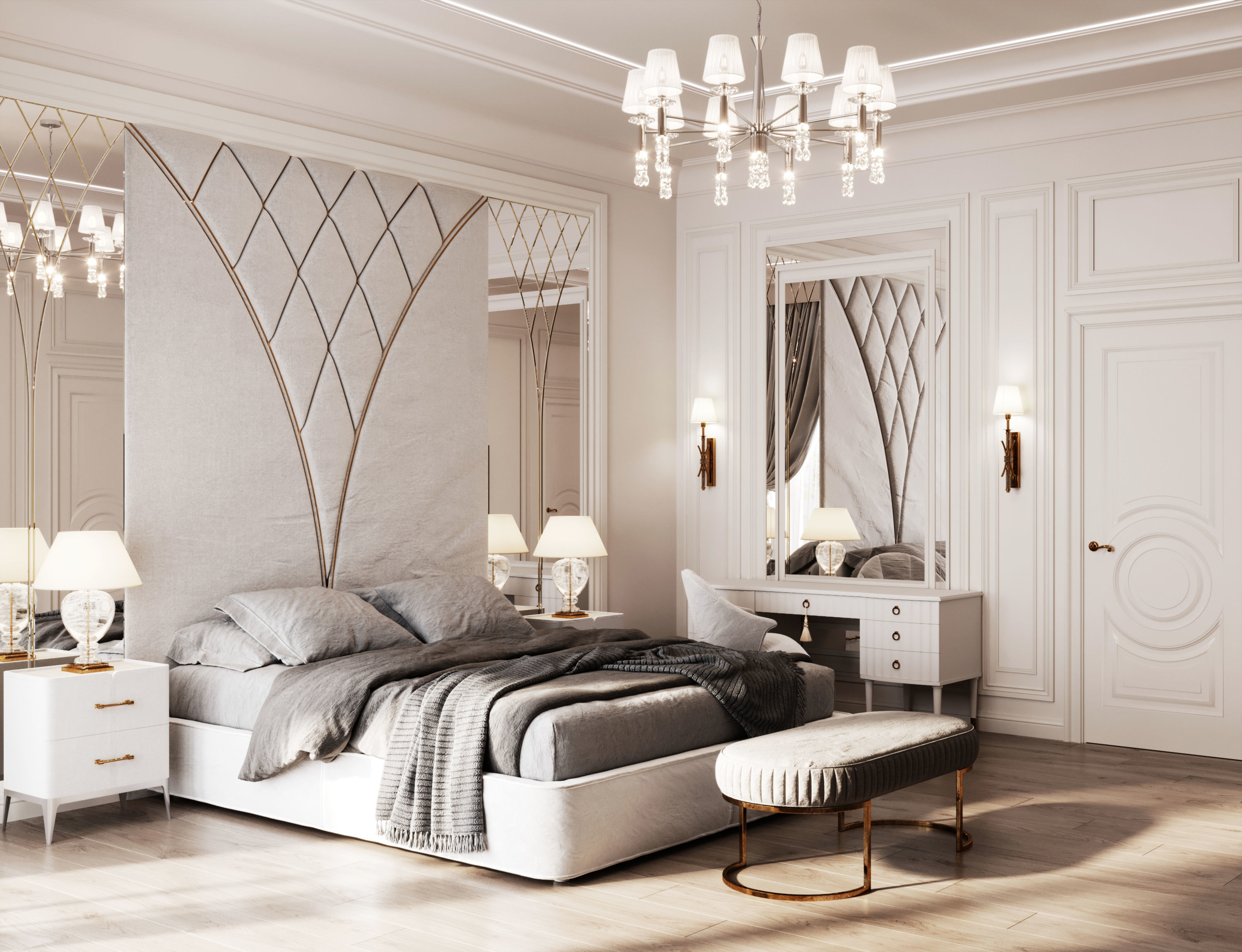 The neoclassical style bedroom 3D model 3D model_2