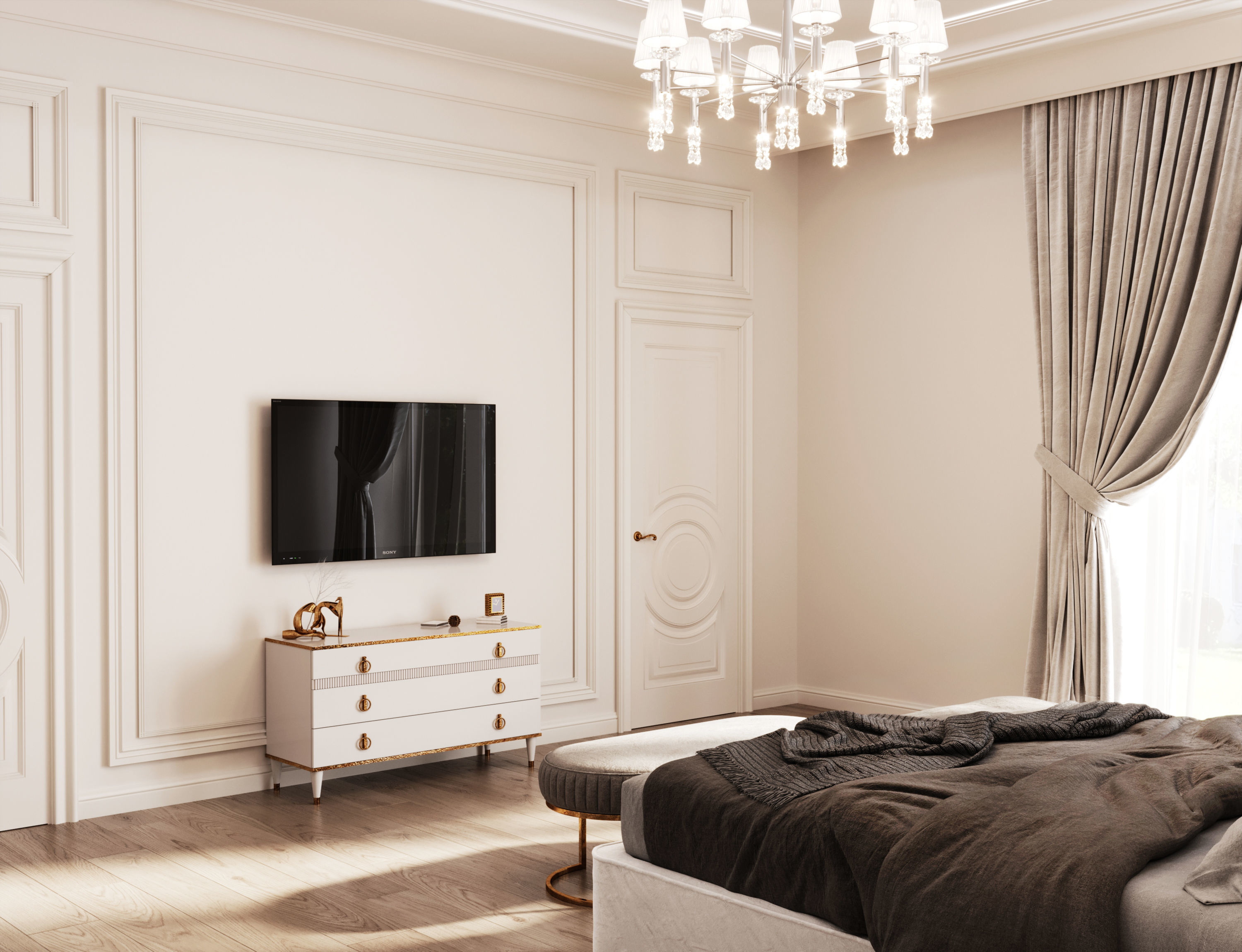 The neoclassical style bedroom 3D model 3D model_1