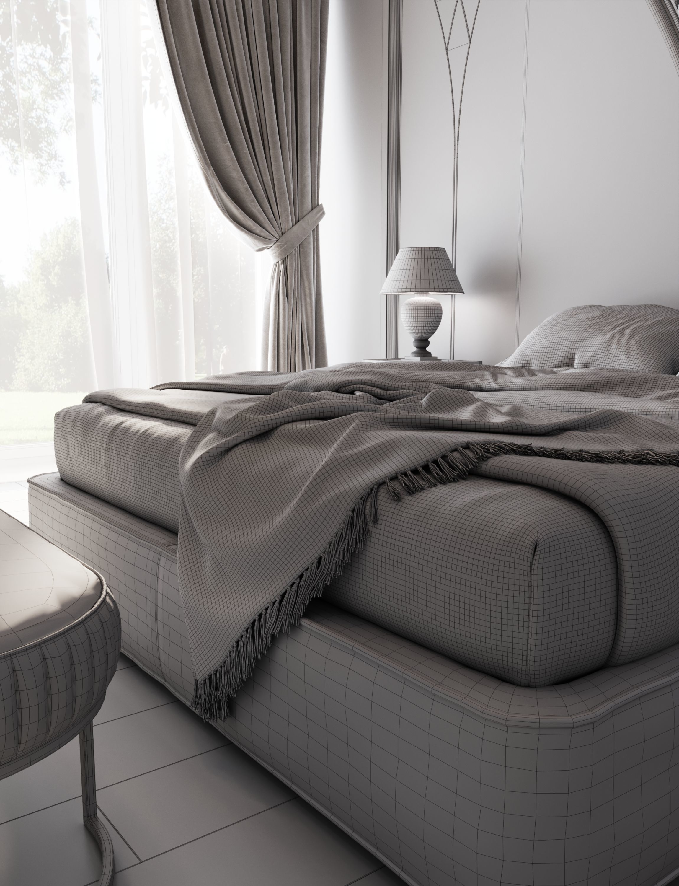 The neoclassical style bedroom 3D model 3D model_11