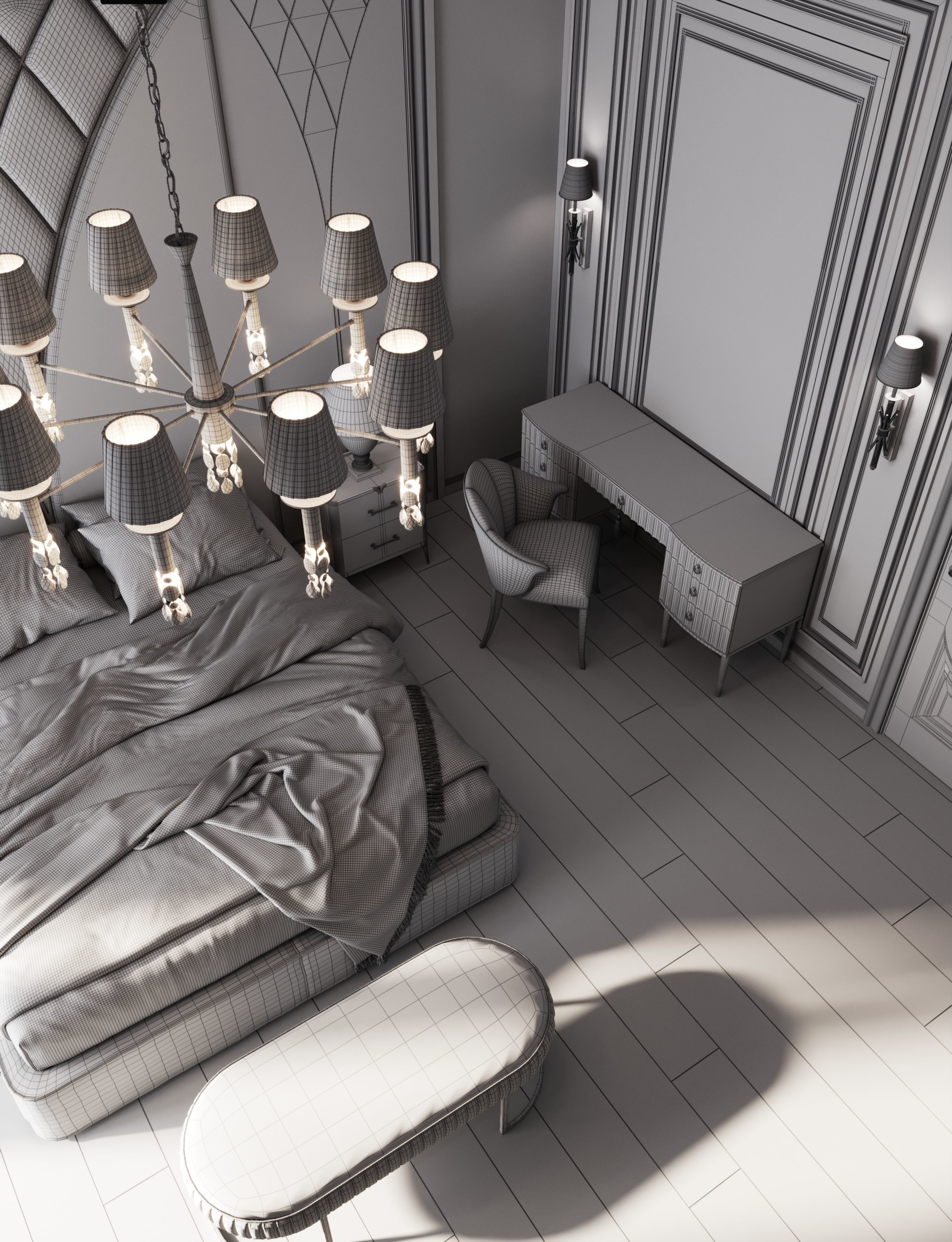 The neoclassical style bedroom 3D model 3D model_10