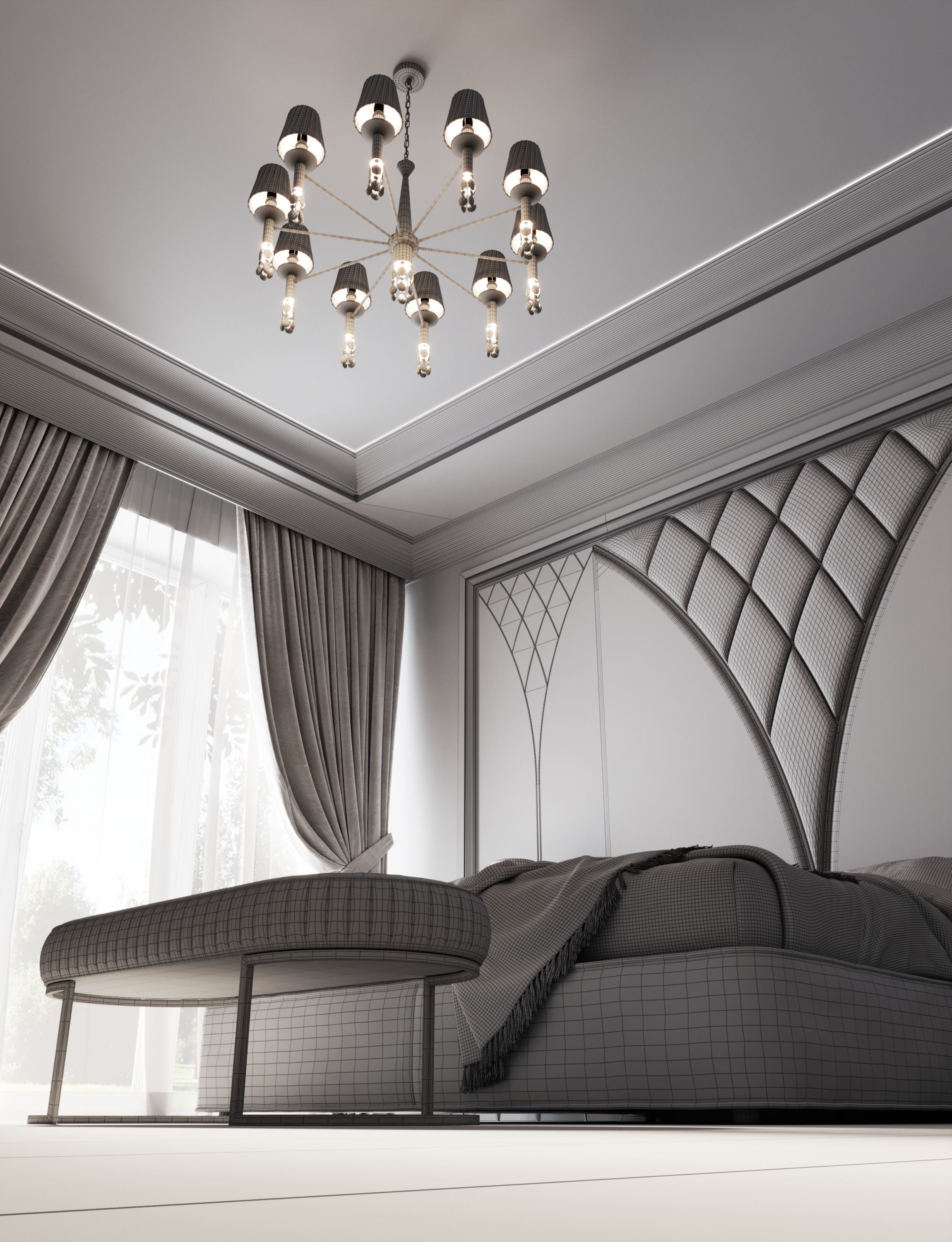 The neoclassical style bedroom 3D model 3D model_12