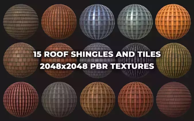 15 Stylized and Seamless Roof Tiles PBR Textures and Materials