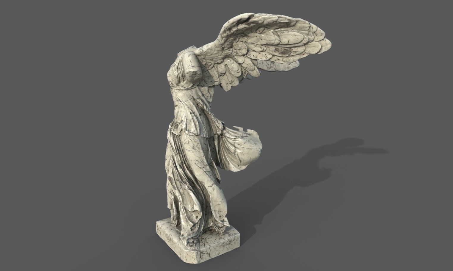 Statue of Winged Victory of Samothrace - Goddess Nike  Low-poly 3D model_12