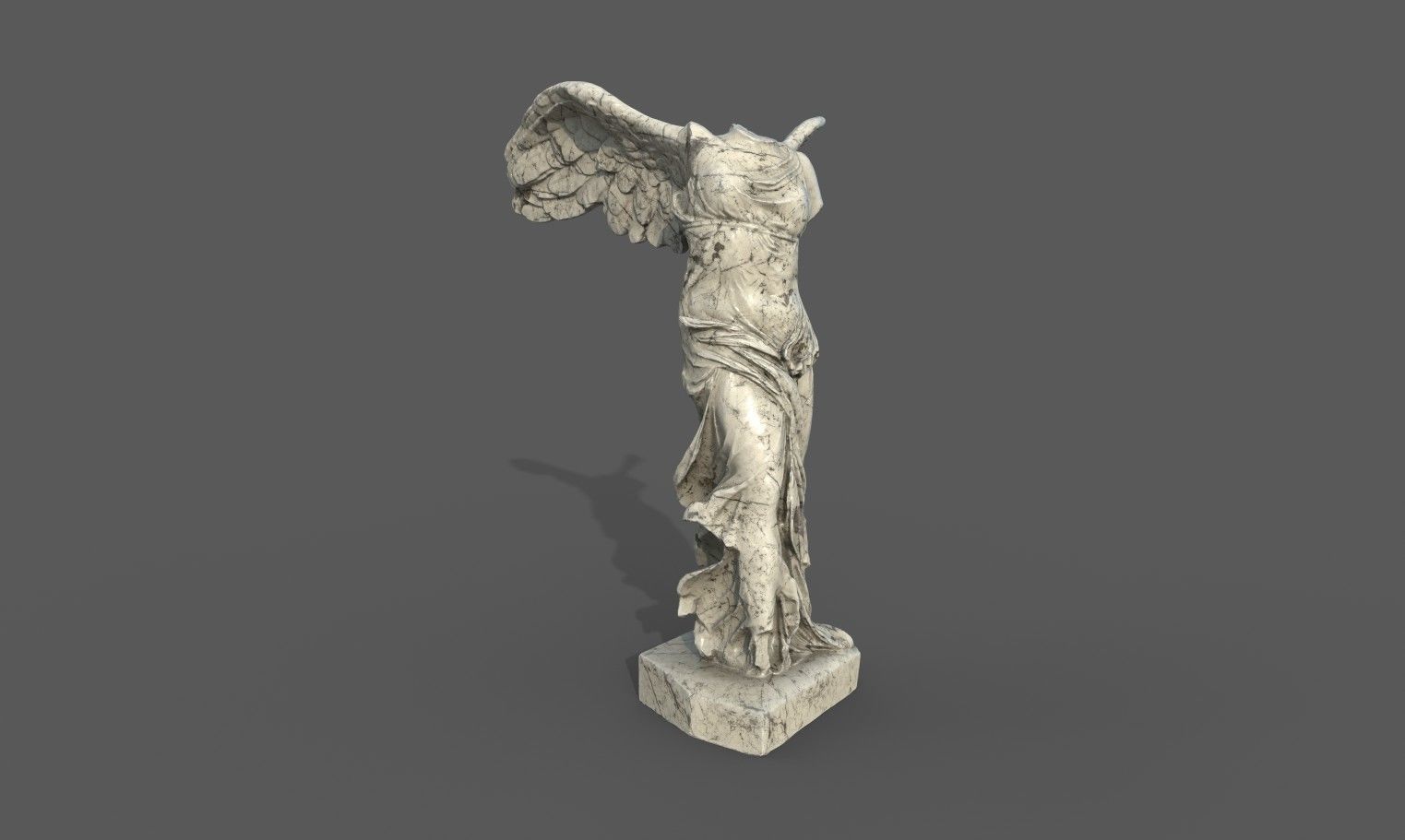 Statue of Winged Victory of Samothrace - Goddess Nike  Low-poly 3D model_10