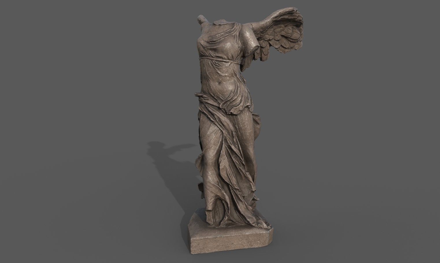 Statue of Winged Victory of Samothrace - Goddess Nike  Low-poly 3D model_2