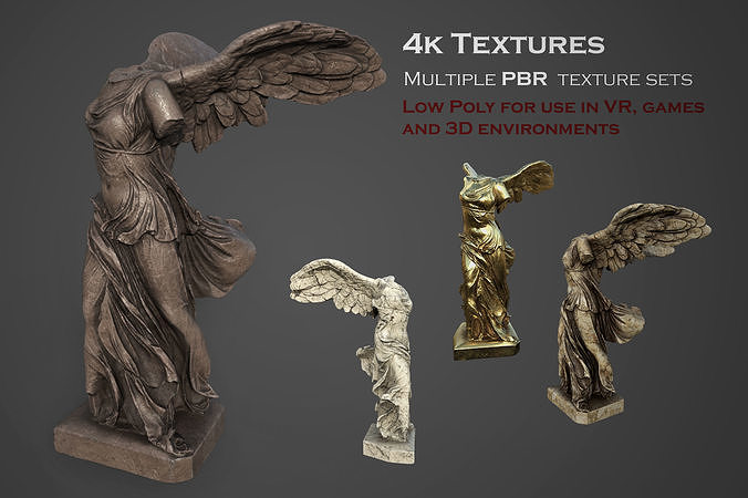 Statue of Winged Victory of Samothrace - Goddess Nike  Low-poly 3D model
