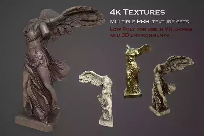 Statue of Winged Victory of Samothrace - Goddess Nike  Low-poly 3D model Statue of Winged Victory of Samothrace - Goddess Nike  Low-poly 3D model