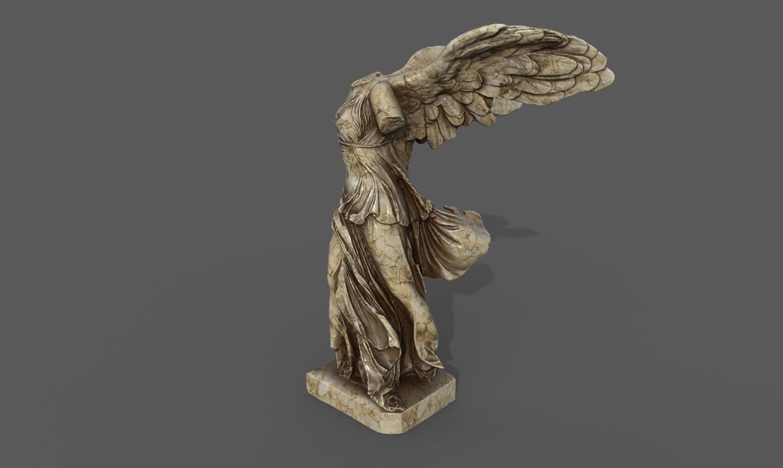 Statue of Winged Victory of Samothrace - Goddess Nike  Low-poly 3D model_7