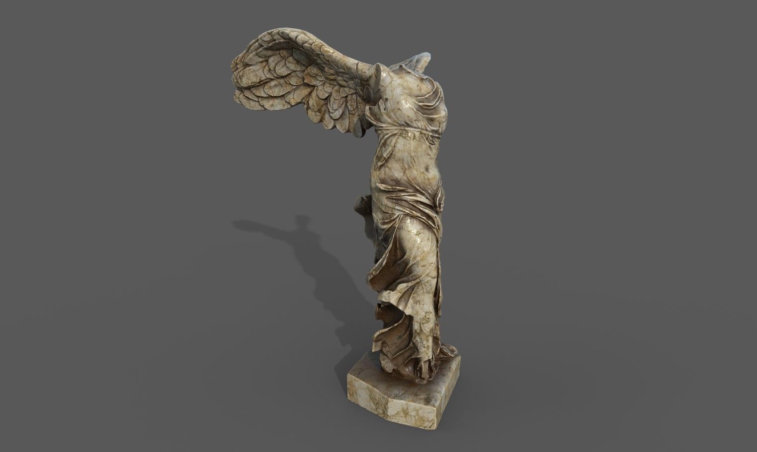 Statue of Winged Victory of Samothrace - Goddess Nike  Low-poly 3D model_5