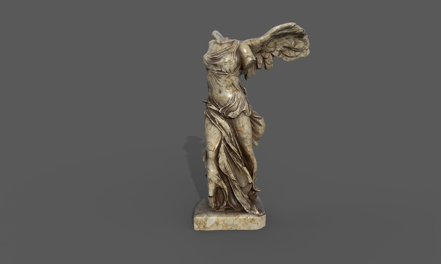 Statue of Winged Victory of Samothrace - Goddess Nike  Low-poly 3D model_6
