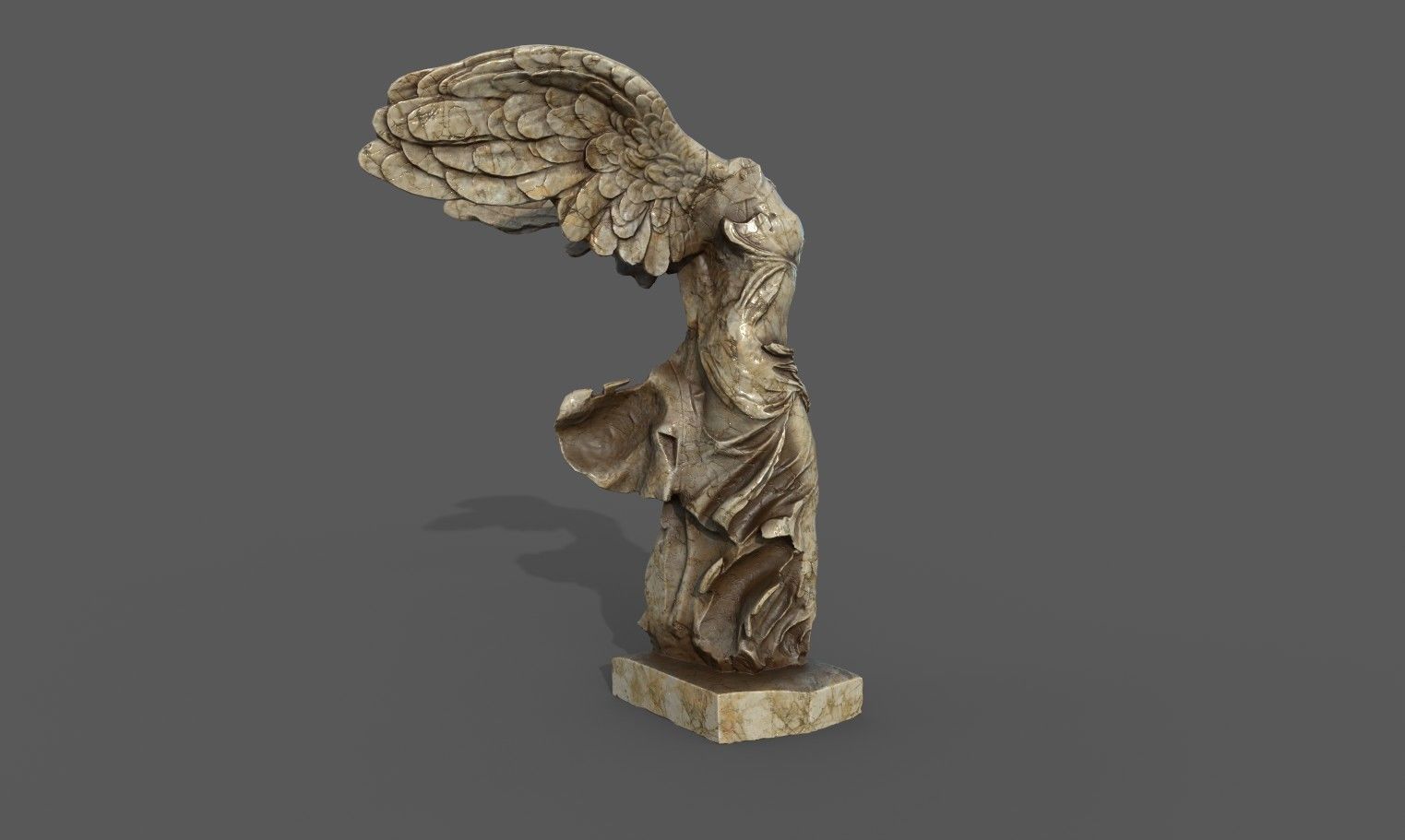 Statue of Winged Victory of Samothrace - Goddess Nike  Low-poly 3D model_8