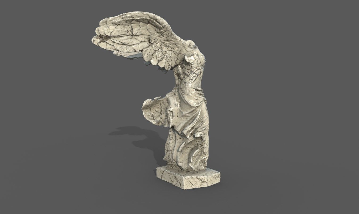 Statue of Winged Victory of Samothrace - Goddess Nike  Low-poly 3D model_9