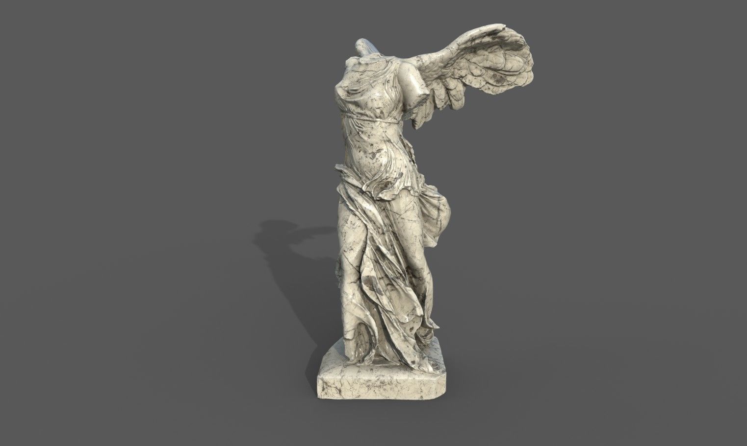 Statue of Winged Victory of Samothrace - Goddess Nike  Low-poly 3D model_11