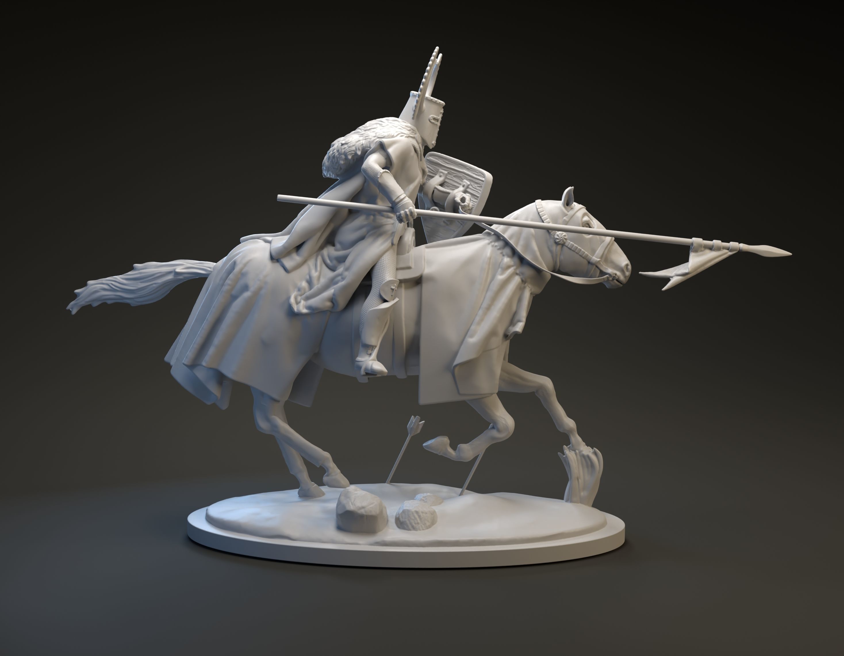 Teutonic knight charging intended for 3D printing 3D print model_1