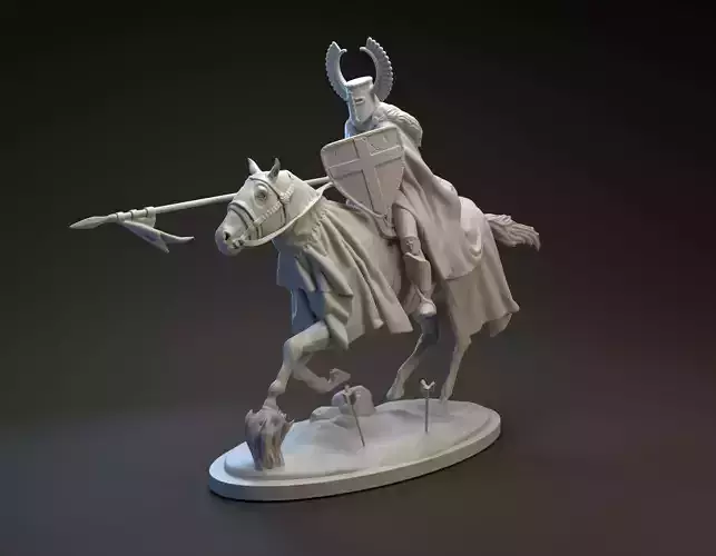 Teutonic knight charging intended for 3D printing 3D print model
