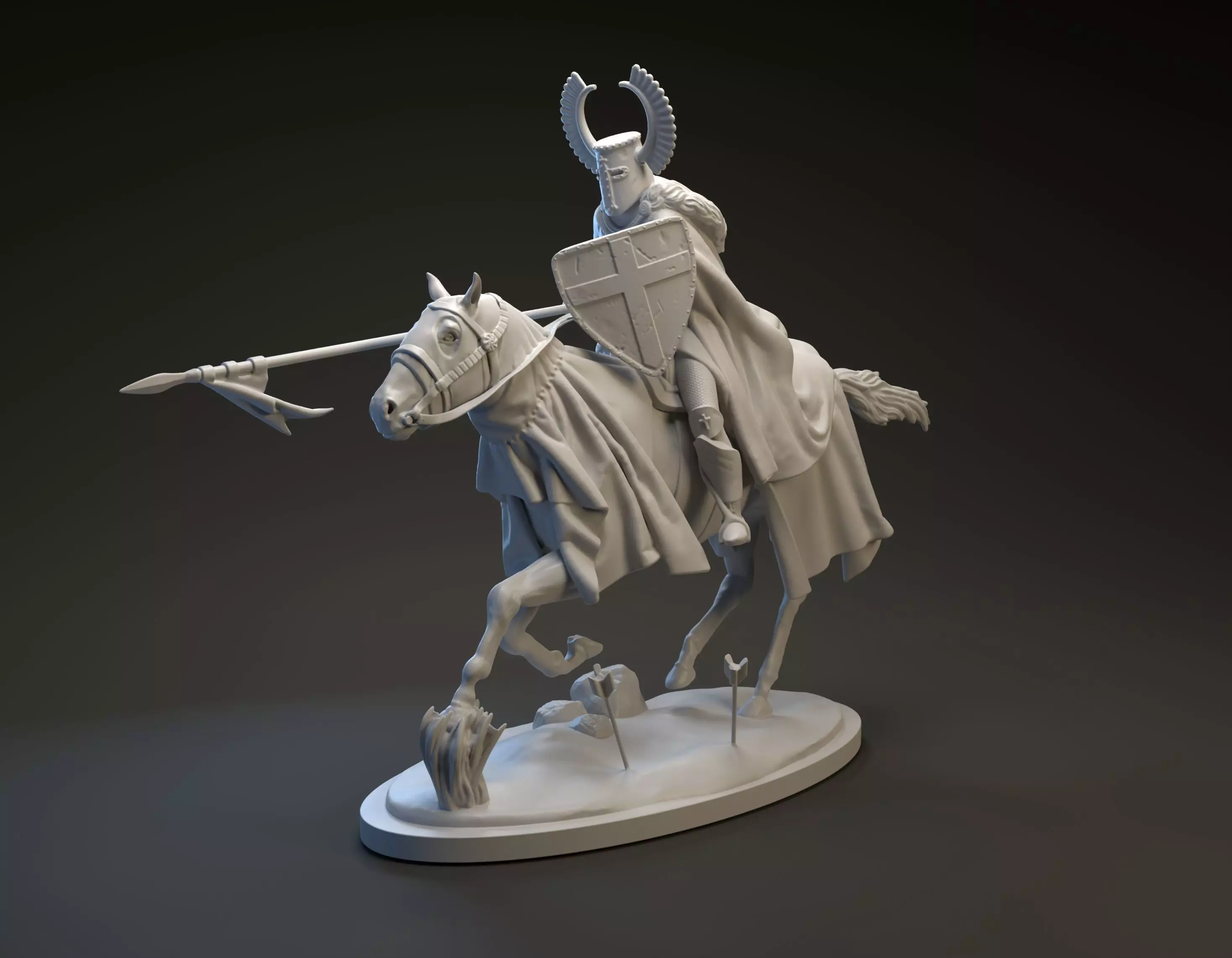 Teutonic knight charging intended for 3D printing 3D print model_0