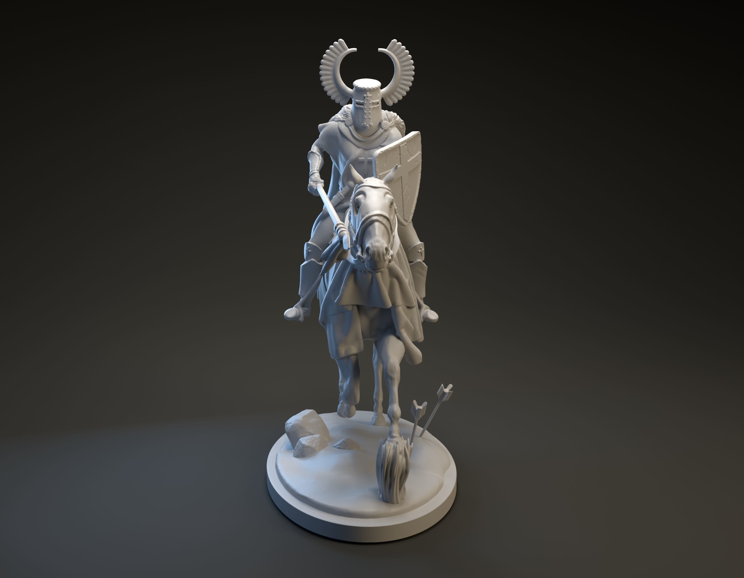 Teutonic knight charging intended for 3D printing 3D print model_4