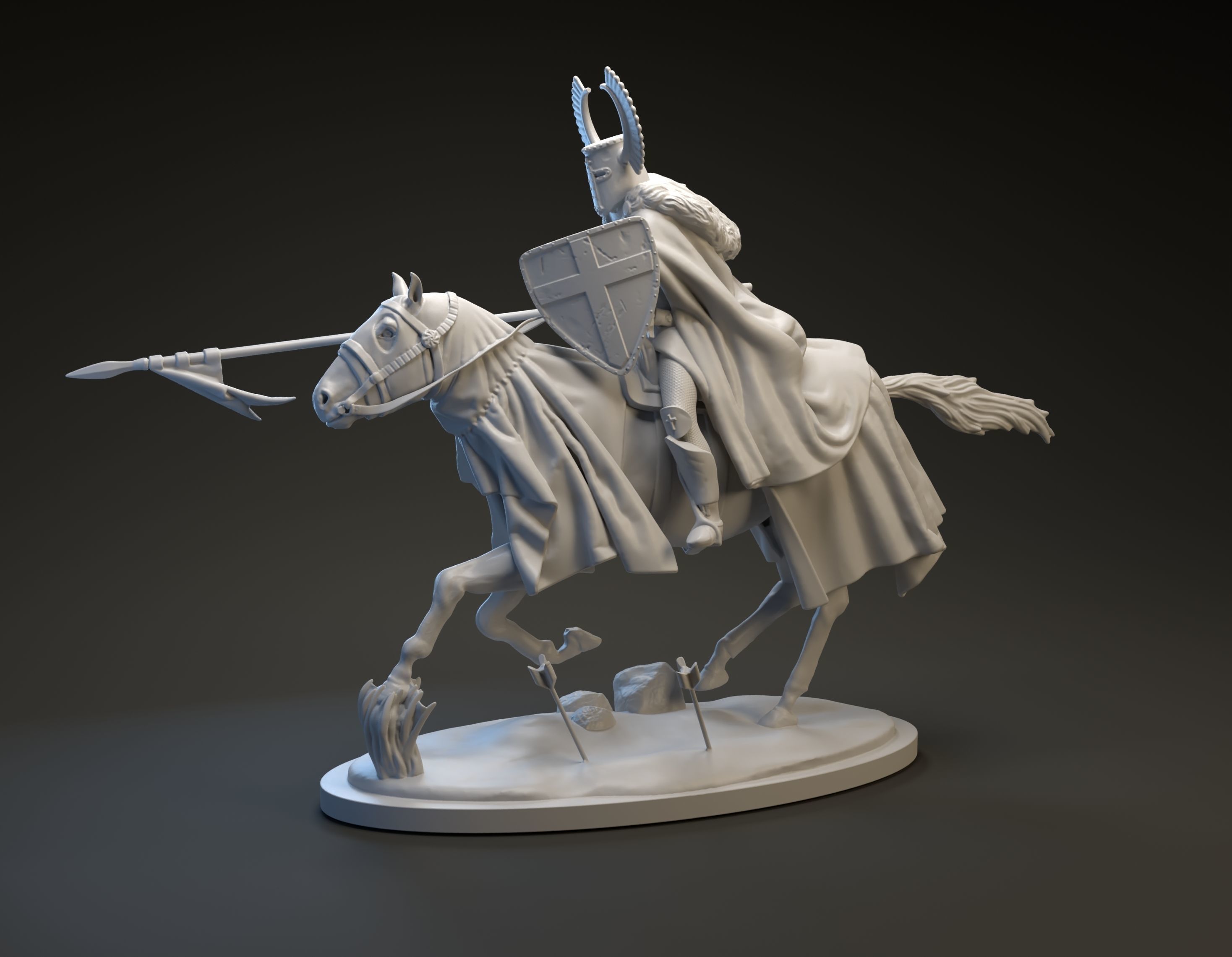 Teutonic knight charging intended for 3D printing 3D print model_2