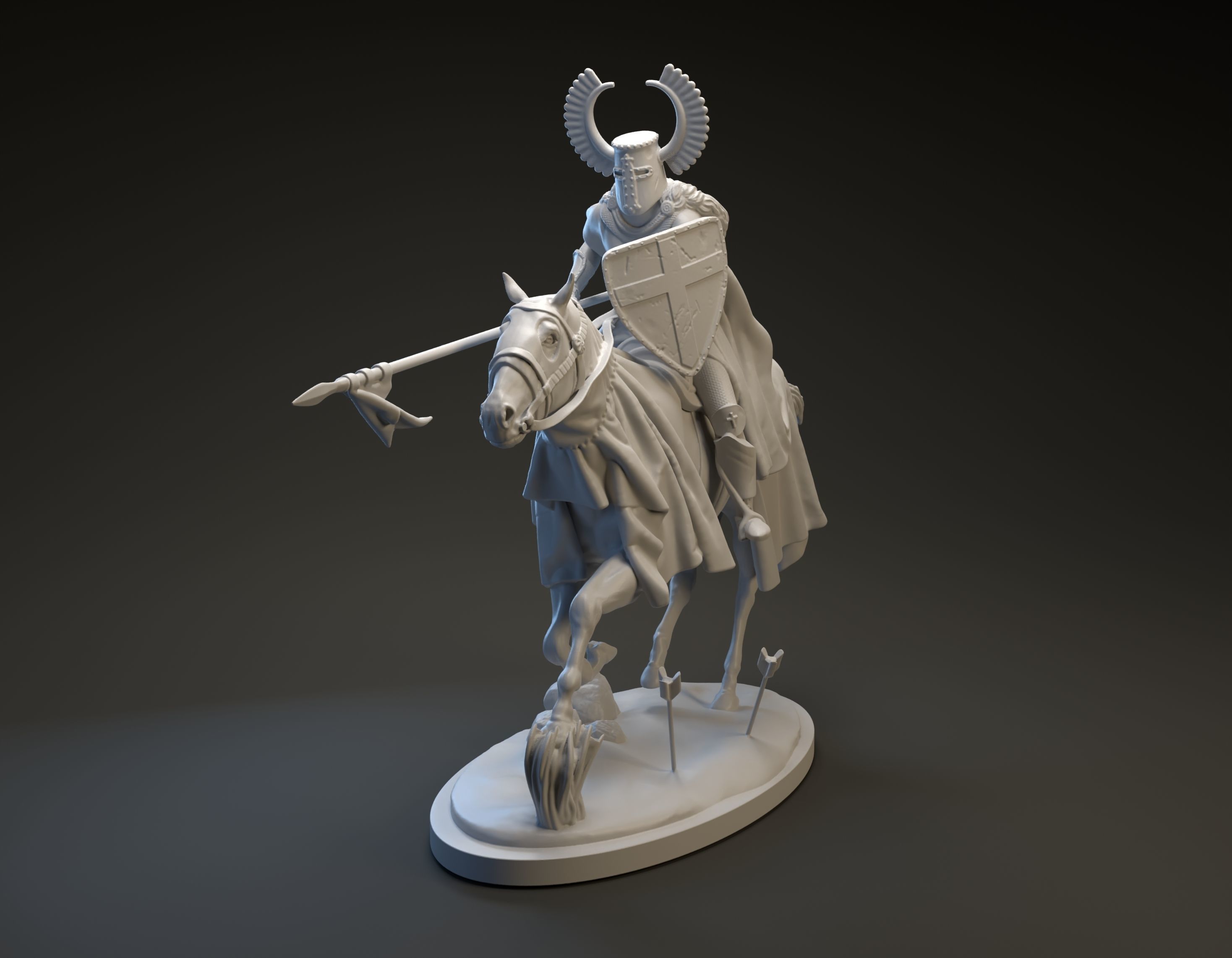 Teutonic knight charging intended for 3D printing 3D print model_3