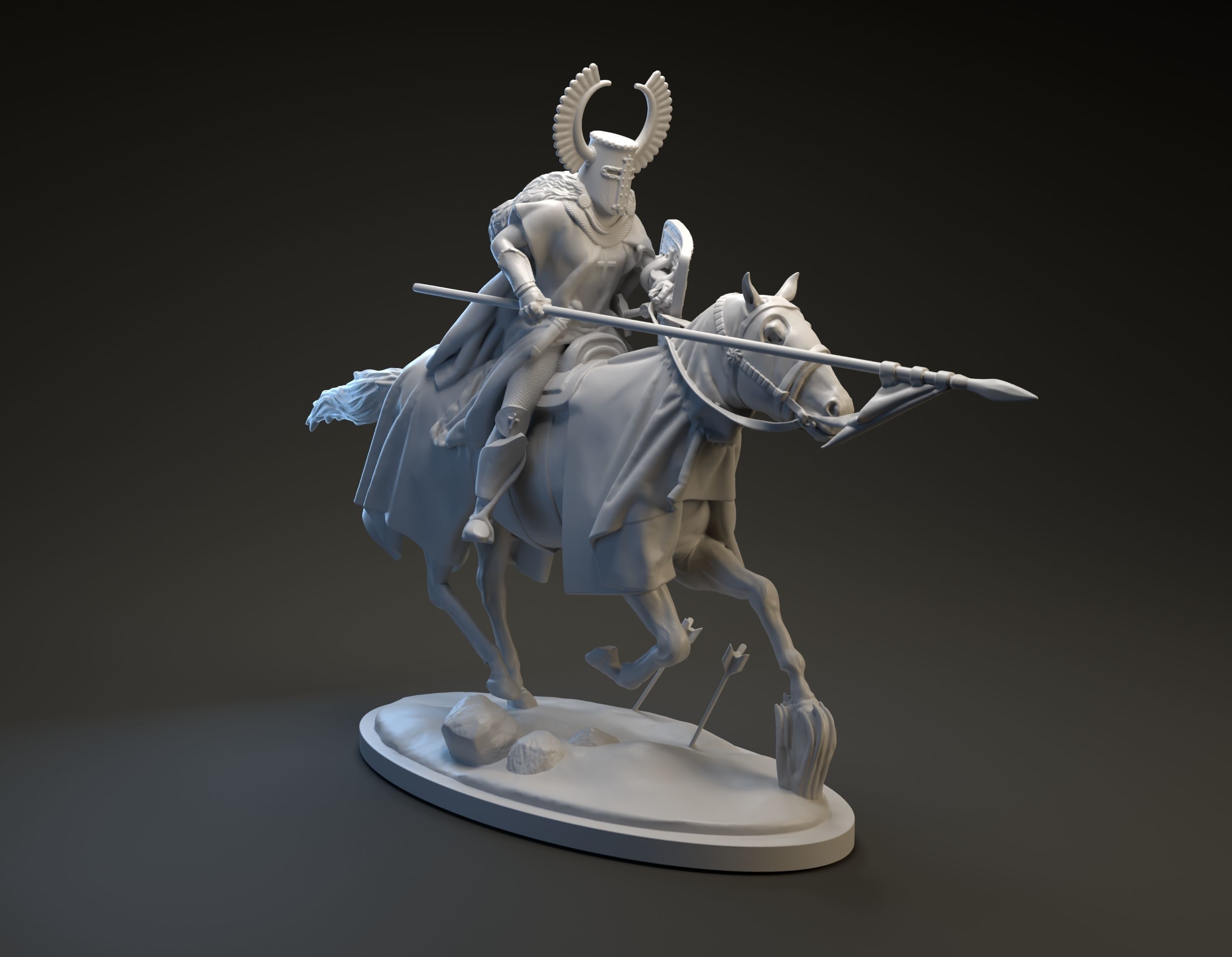 Teutonic knight charging intended for 3D printing 3D print model_5