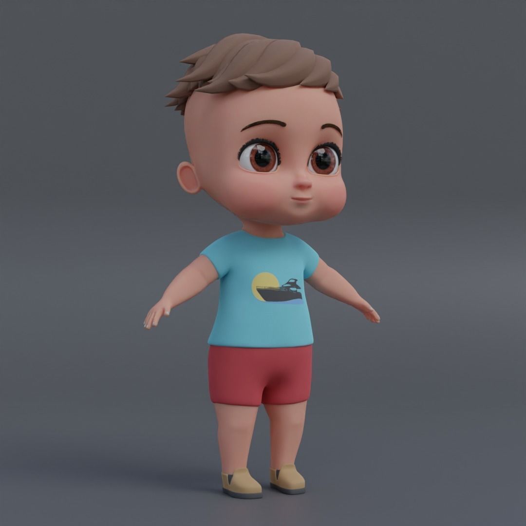 Baby 3d model cartoon boy Low-poly 3D model_11